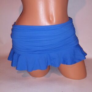 LA BLANCA Swim Bikini Bottom Skirted Size 4 Solid Blue Ruffle